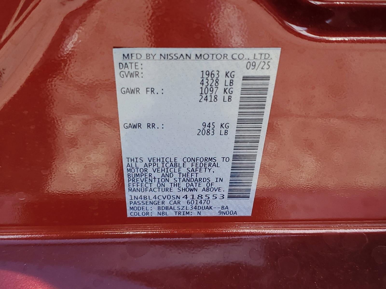 2025 Nissan Altima SR FWD