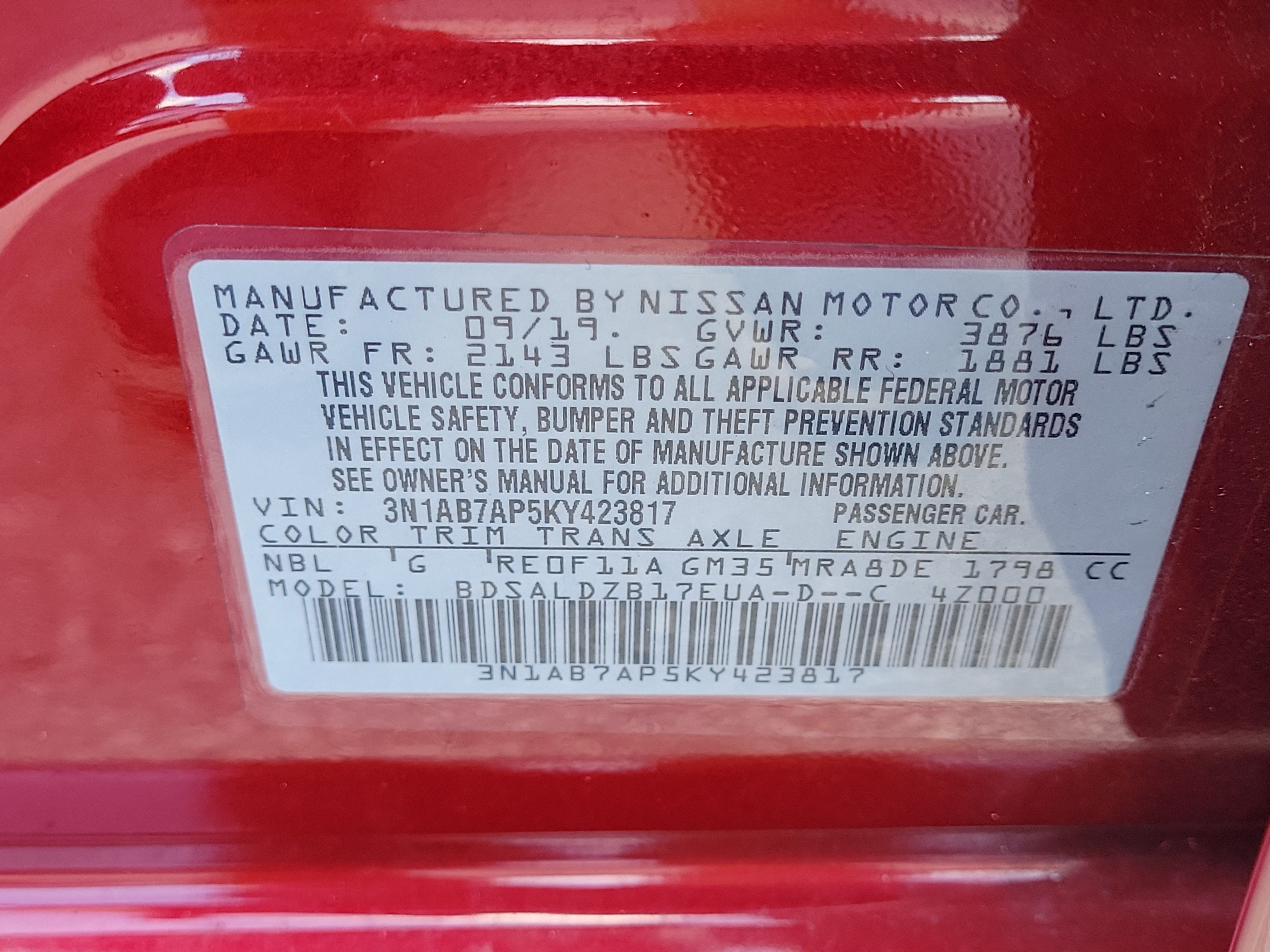 2019 Nissan Sentra SV