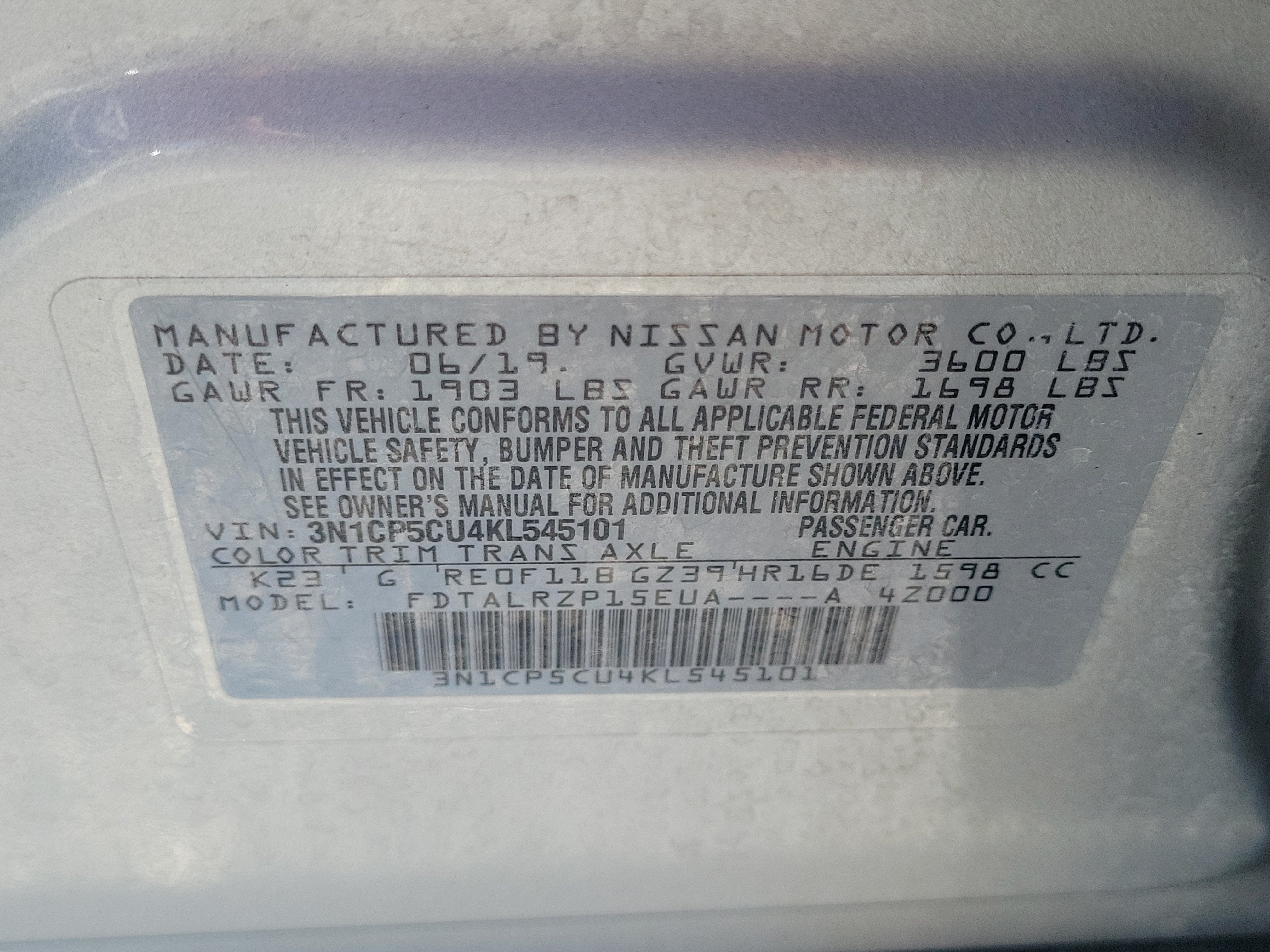 2019 Nissan Kicks S