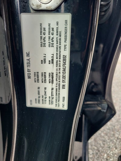 2020 Tesla Model 3 Standard Range Plus