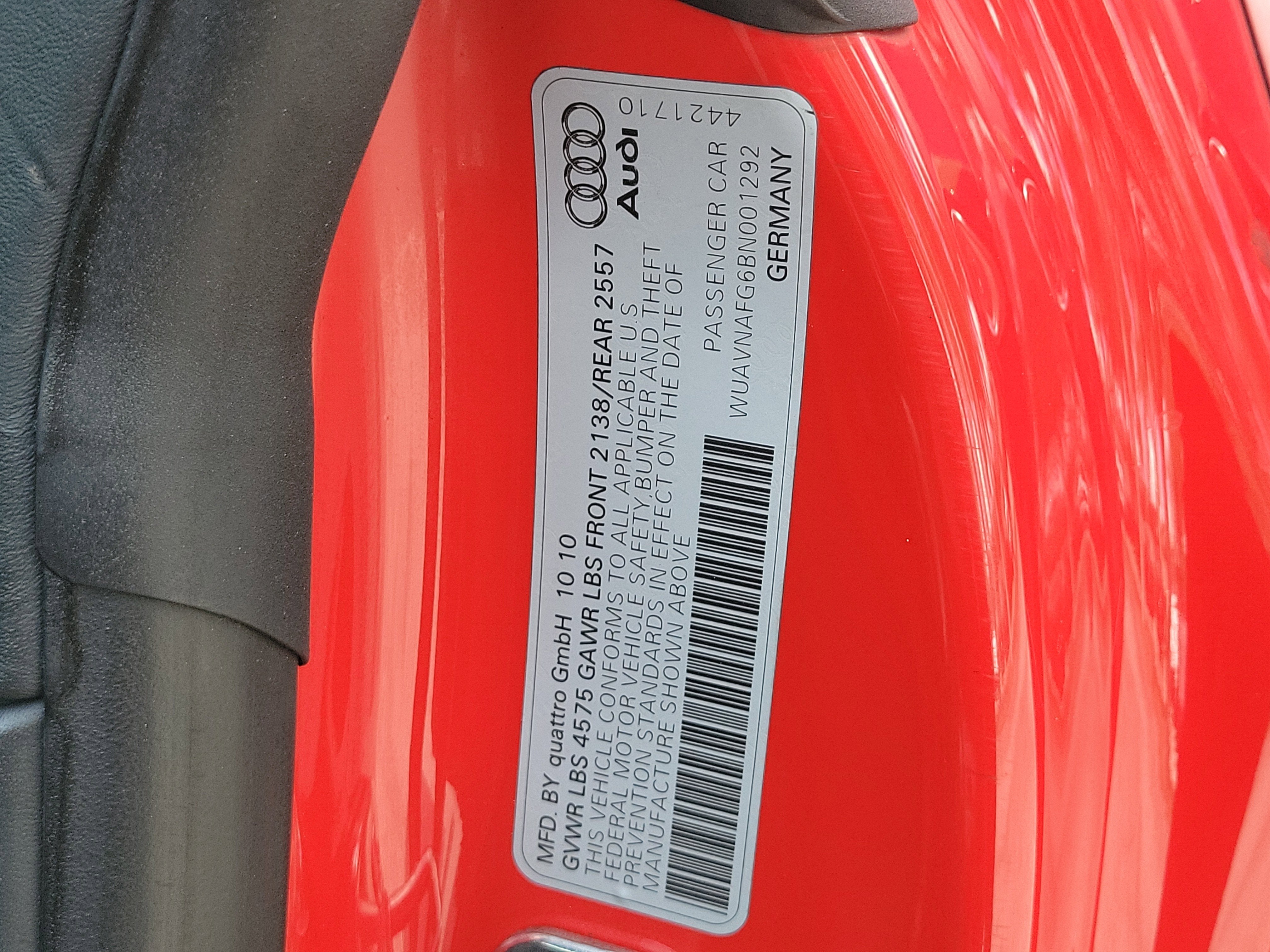 2011 Audi R8 5.2L