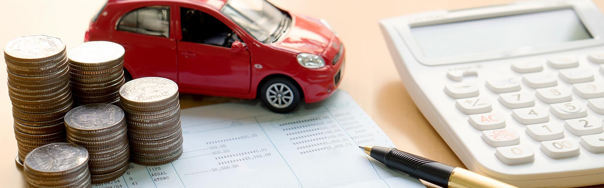 Small playing car kept on paper